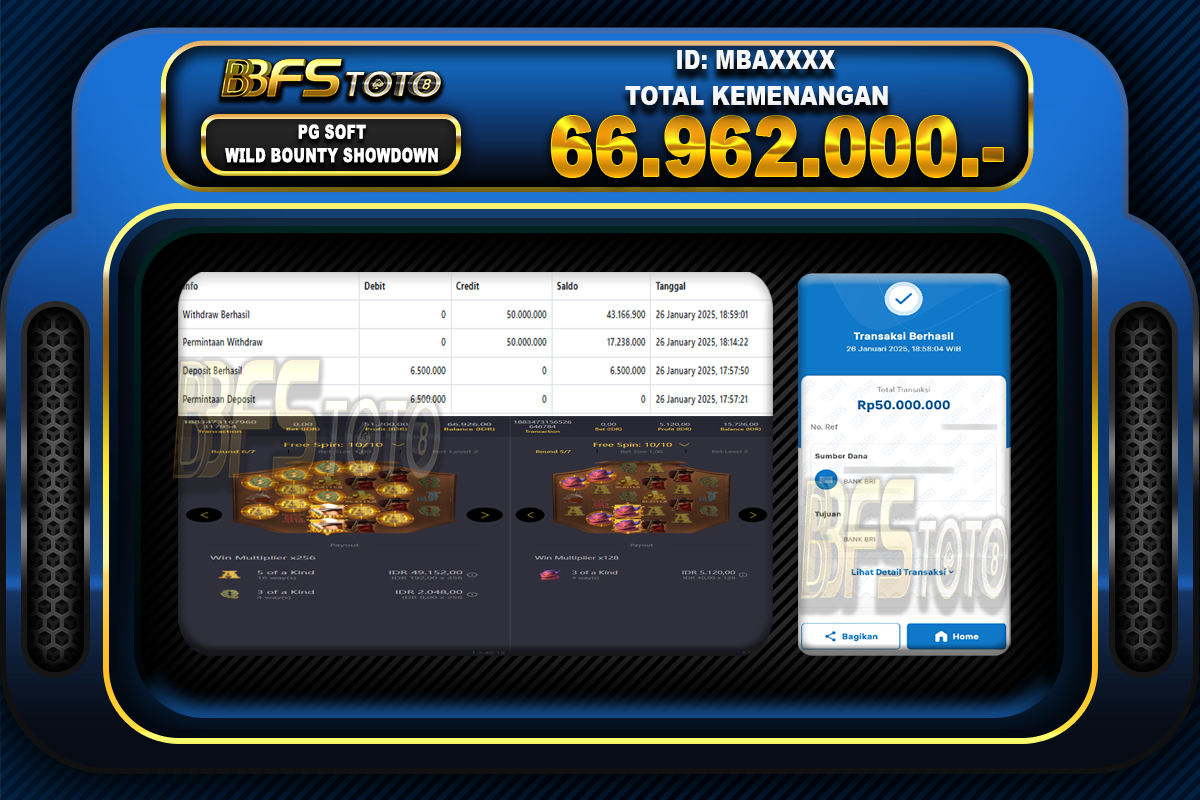 WILD BOUNTY SHOWDOWN- BUKTI JACKPOT SLOT BBFSTOTO