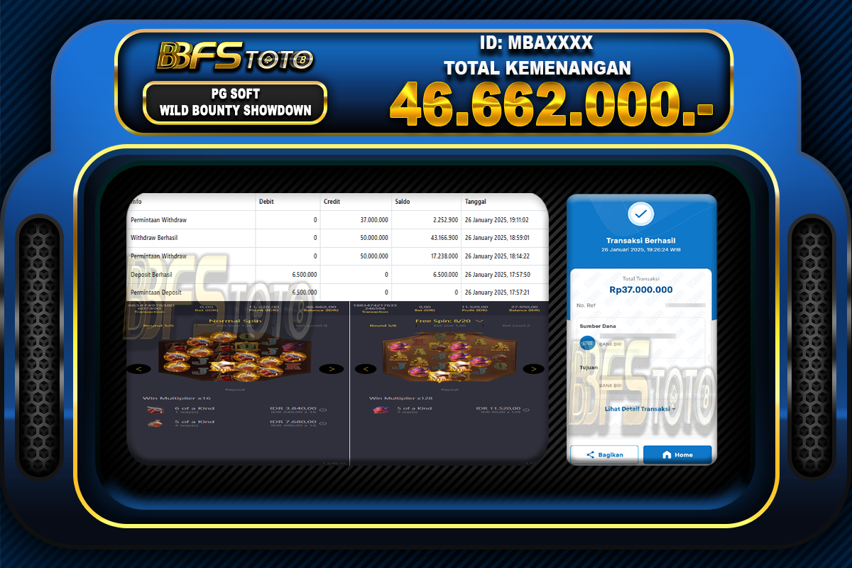 WILD BOUNTY SHOWDOWN- BUKTI JACKPOT SLOT BBFSTOTO