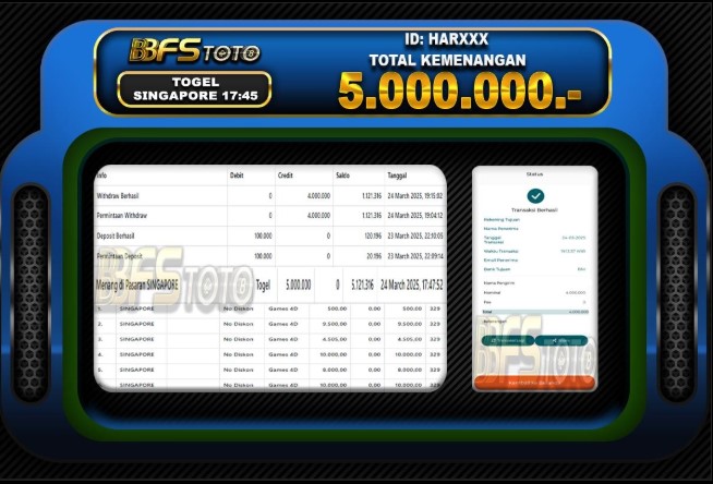 TOGEL SINGAPORE  – BUKTI JACKPOT BBFSTOTO