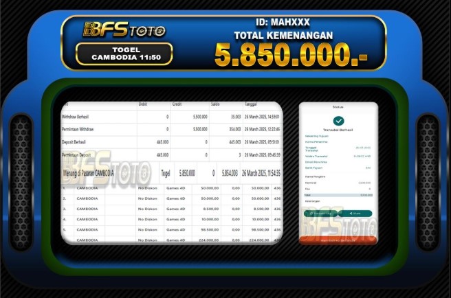 TOGEL CAMBODIA  – BUKTI JACKPOT BBFSTOTO