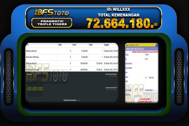 TRIPLE TIGERS – BUKTI JACKPOT SLOT BBFSTOTO