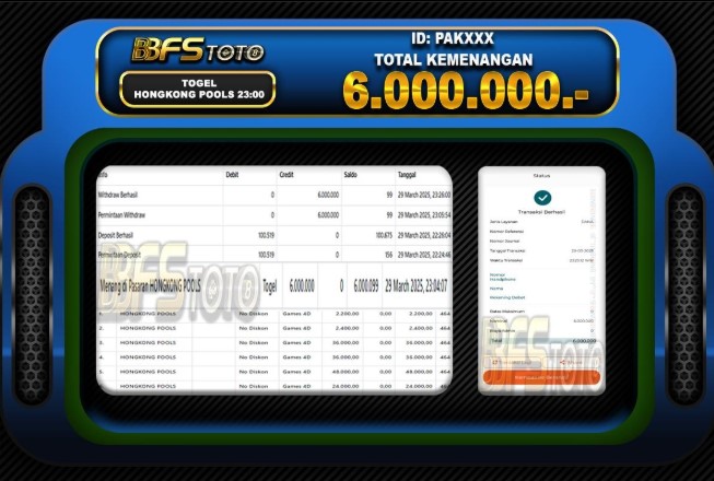 TOGEL HONGKONG POOLS – BUKTI JACKPOT BBFSTOTO