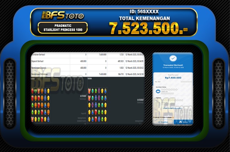 STARLIGHT PRINCESS 1000 – BUKTI JACKPOT SLOT BBFSTOTO
