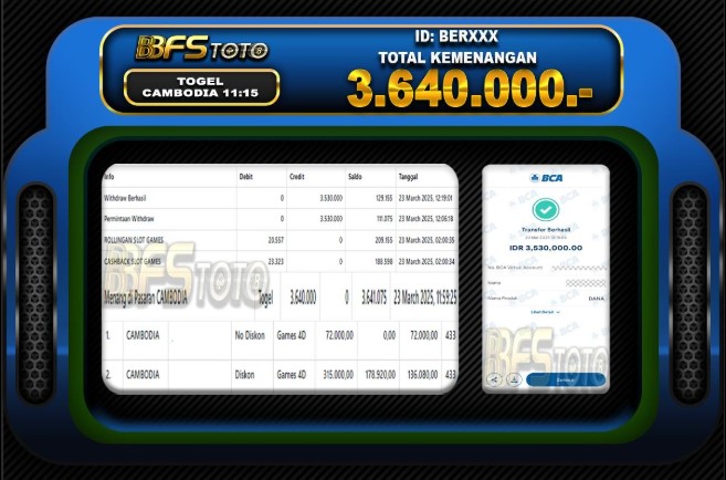 TOGEL CAMBODIA  – BUKTI JACKPOT BBFSTOTO