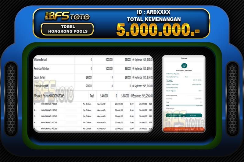 TOGEL HONGKONG POOLS – BUKTI JACKPOT BBFSTOTO