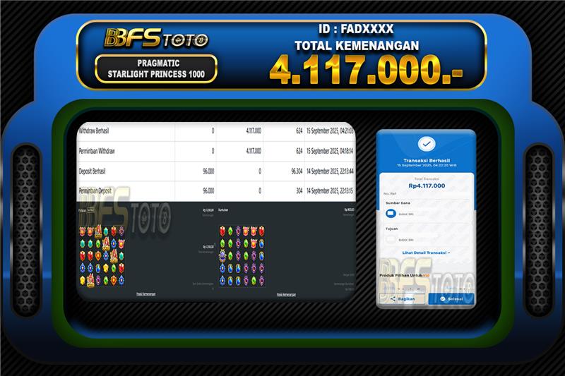 STARLIGHT PRINCESS 1000 – BUKTI JACKPOT SLOT BBFSTOTO