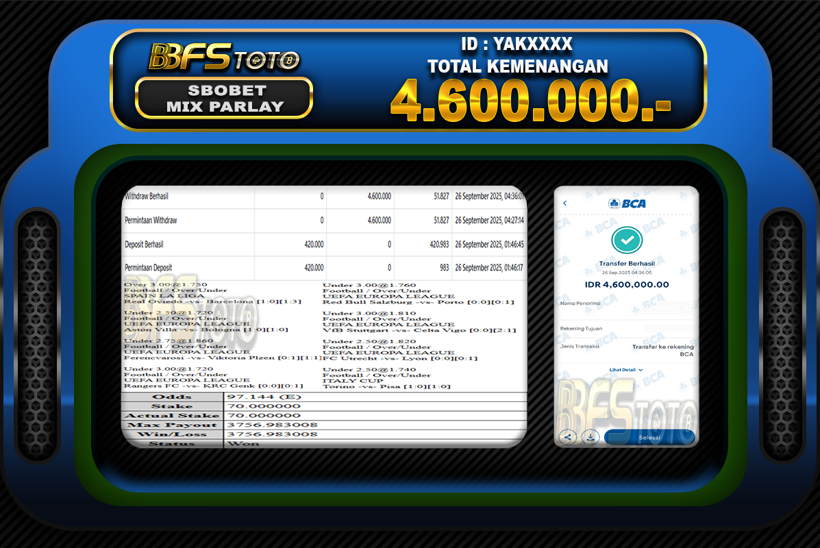 SBOBET SPORT – BUKTI JACKPOT SLOT BBFSTOTO