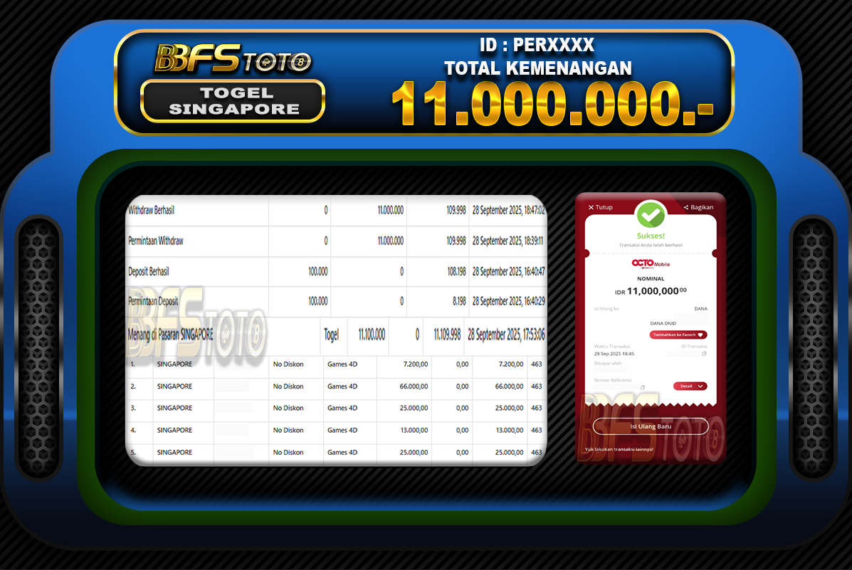 TOGEL PASARAN SINGAPORE  – BUKTI JACKPOT BBFSTOTO