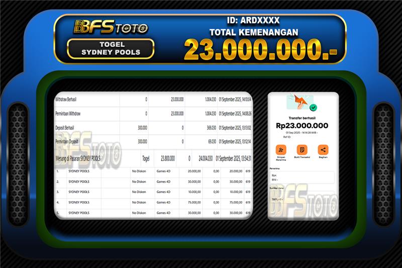 TOGEL SYDNEY POOLS – BUKTI JACKPOT BBFSTOTO