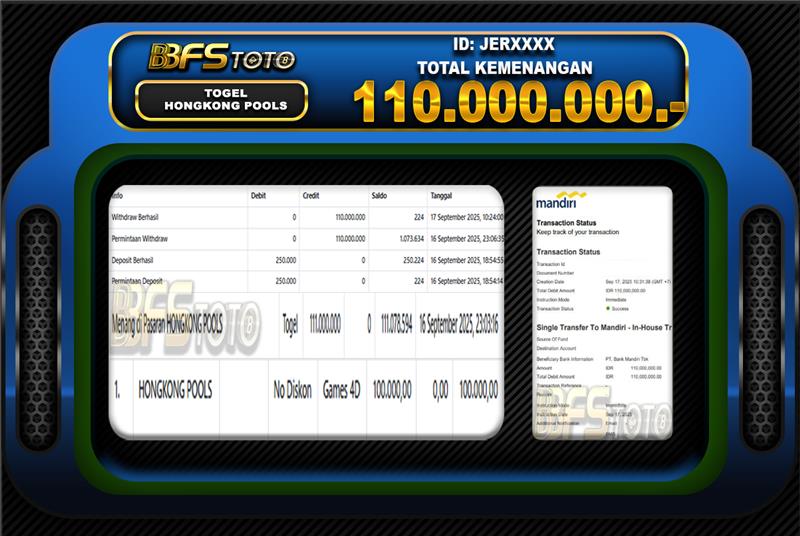 TOGEL HONGKONG POOLS – BUKTI JACKPOT BBFSTOTO