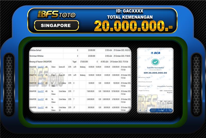 TOGEL PASARAN SINGAPORE  – BUKTI JACKPOT BBFSTOTO