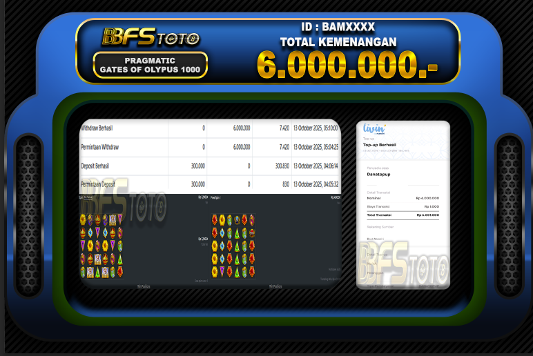GATES OF OLYMPUS 1000 – BUKTI JACKPOT SLOT BBFSTOTO