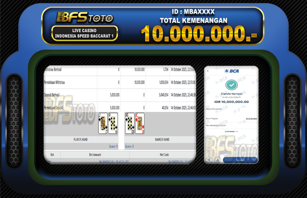 INDONESIA SPEED BACCARAT 1 – BUKTI JACKPOT BBFSTOTO