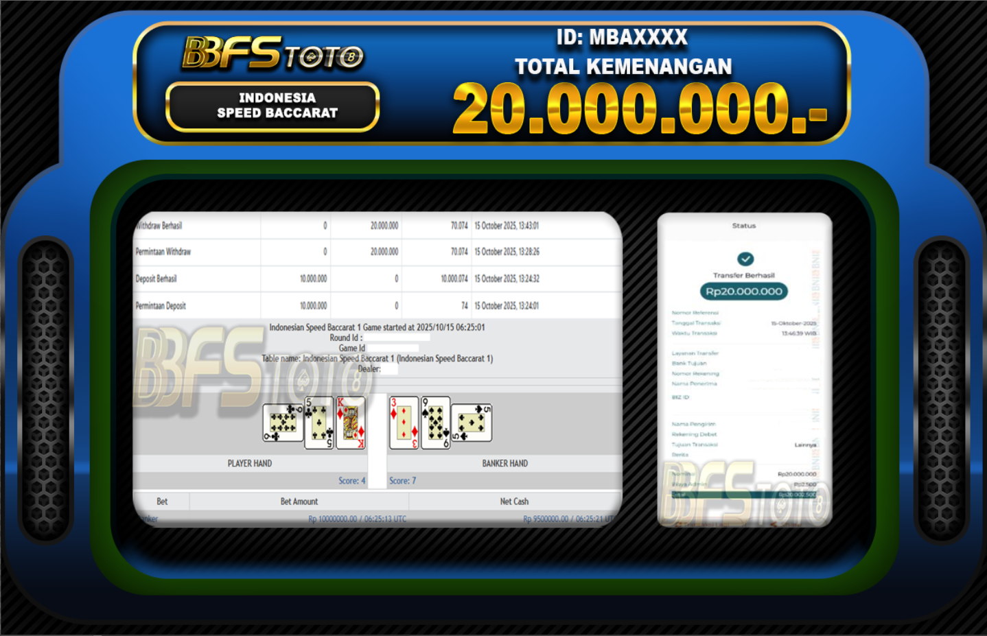 INDONESIA SPEED BACCARAT 1 – BUKTI JACKPOT BBFSTOTO