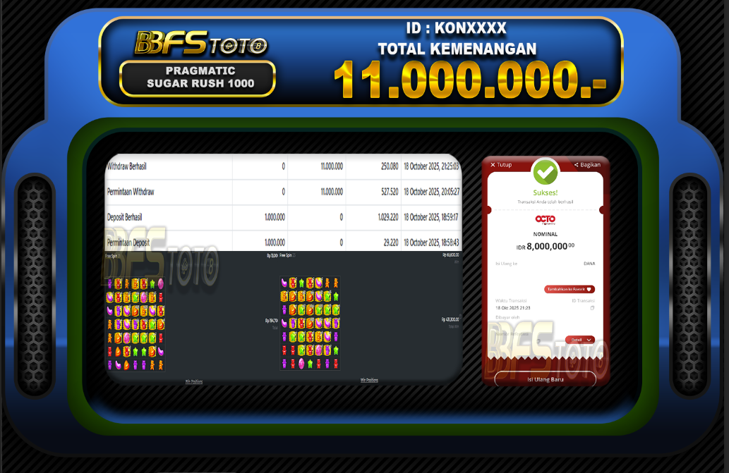 SUGAR RUSH 1000 – BUKTI JACKPOT BBFSTOTO