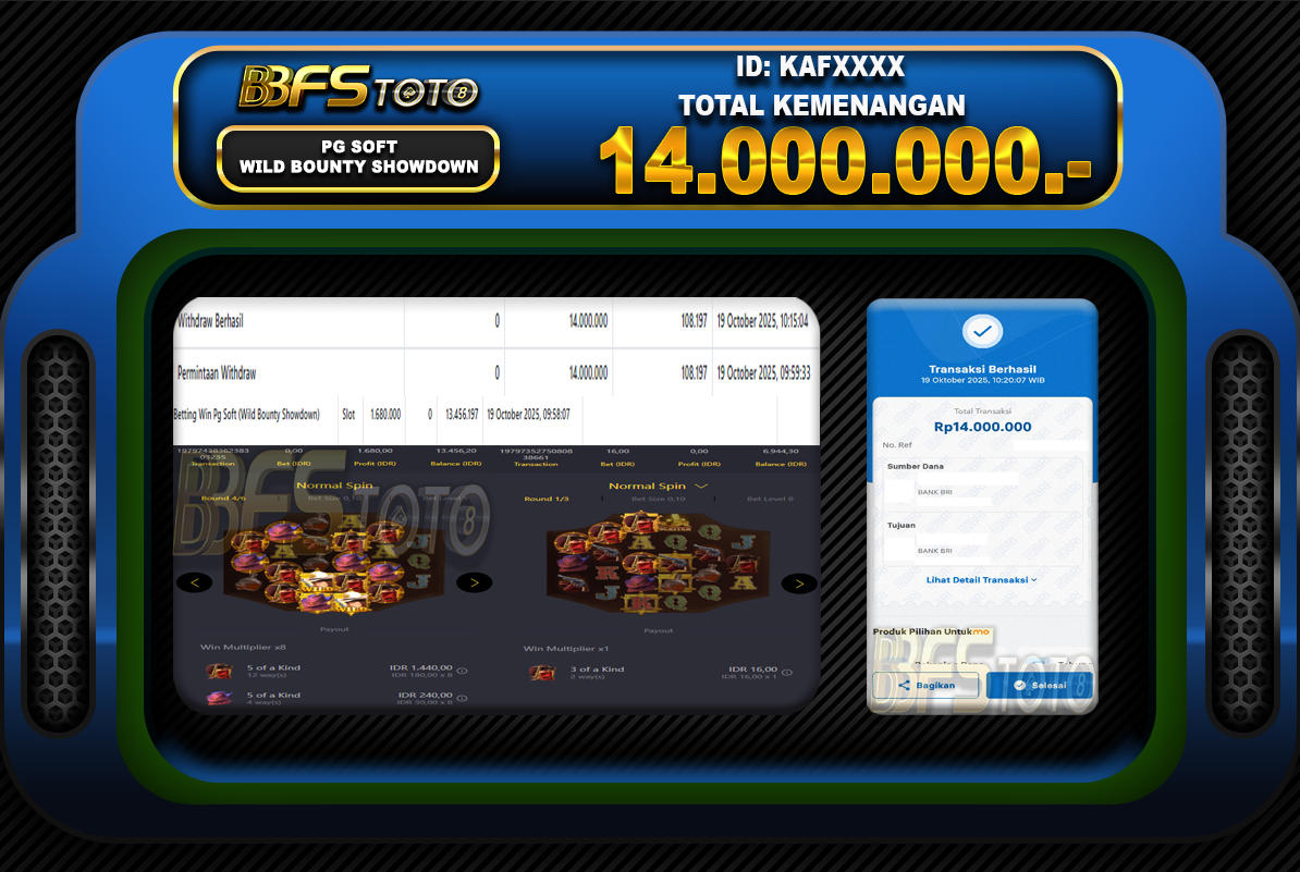 WILD BOUNTY SHOWDOWN – BUKTI JACKPOT BBFSTOTO