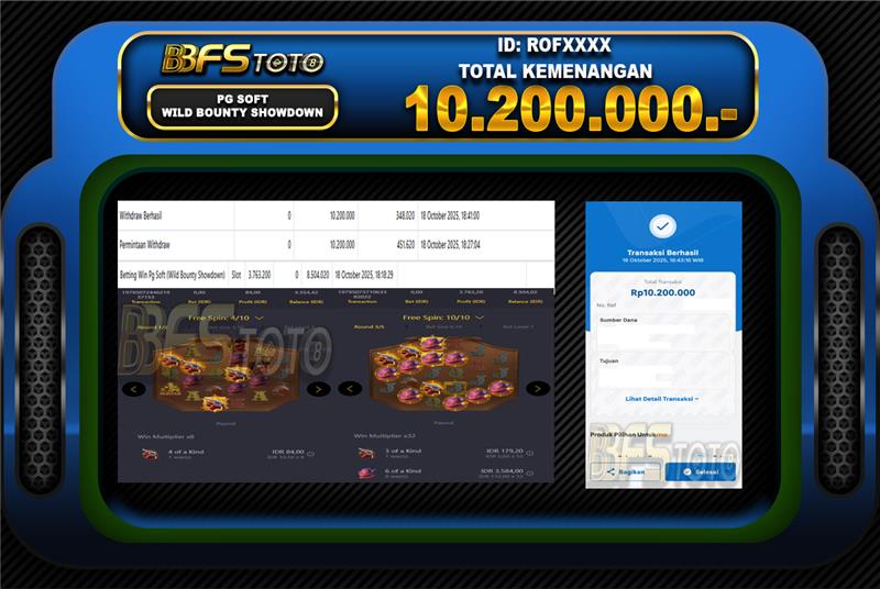 WILD BOUNTY SHOWDOWN – BUKTI JACKPOT BBFSTOTO