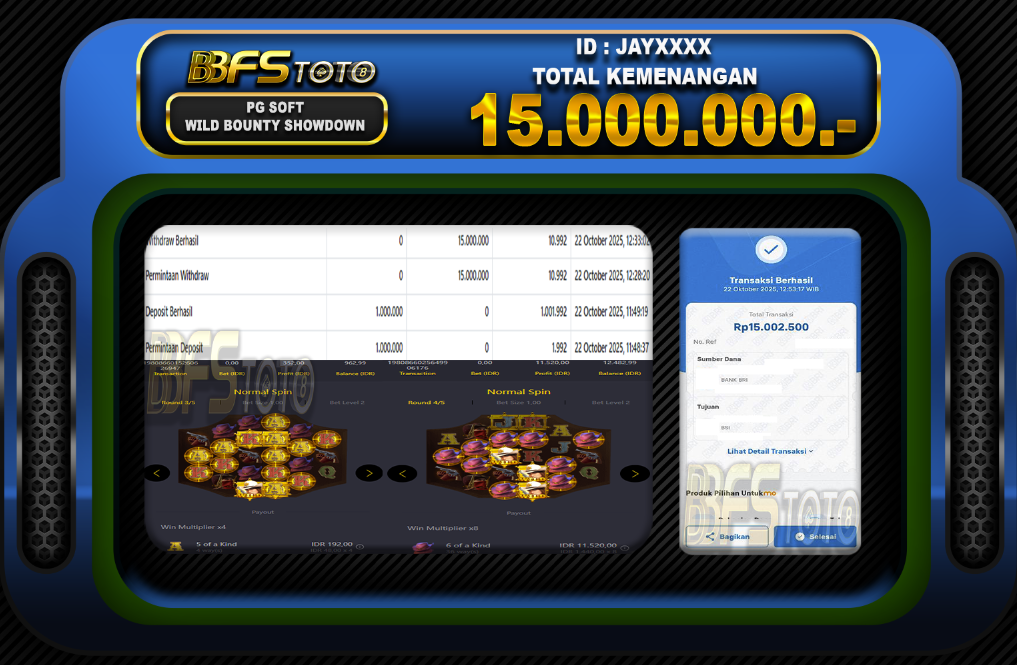 WILD BOUNTY SHOWDOWN – BUKTI JACKPOT BBFSTOTO
