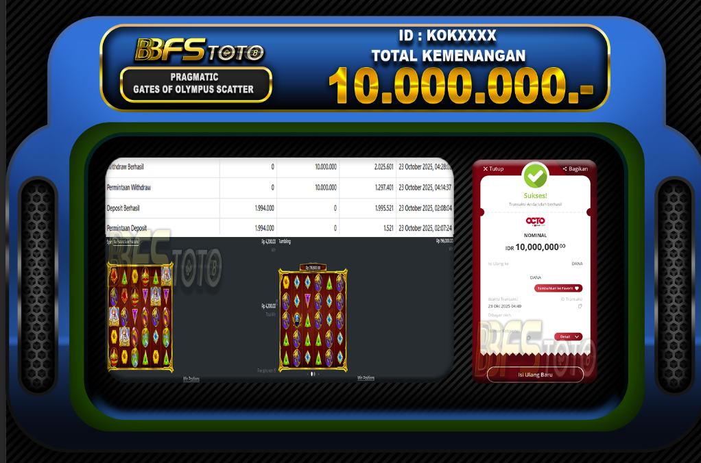 GATES OF OLYMPUS SUPER SCATTER- BUKTI JACKPOT BBFSTOTO