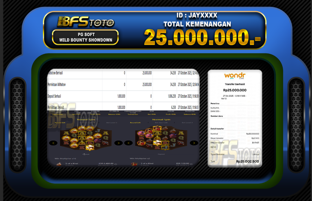 WILD BOUNTY SHOWDOWN – BUKTI JACKPOT BBFSTOTO