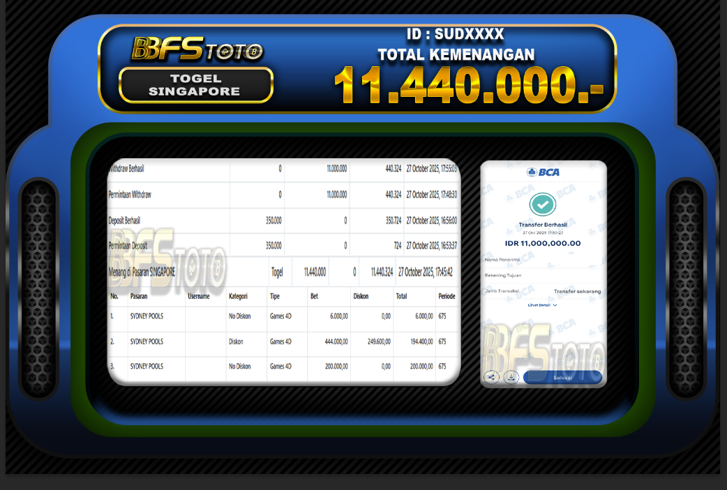 TOGEL PASARAN SINGAPORE  – BUKTI JACKPOT BBFSTOTO