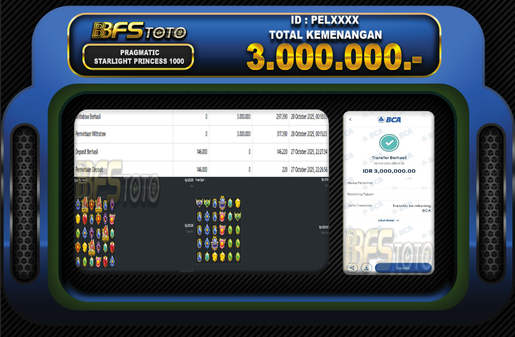 STARLIGHT PRINCESS 1000 – BUKTI JACKPOT SLOT BBFSTOTO