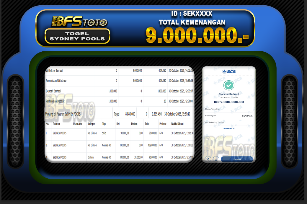TOGEL SYDNEY POOLS – BUKTI JACKPOT BBFSTOTO