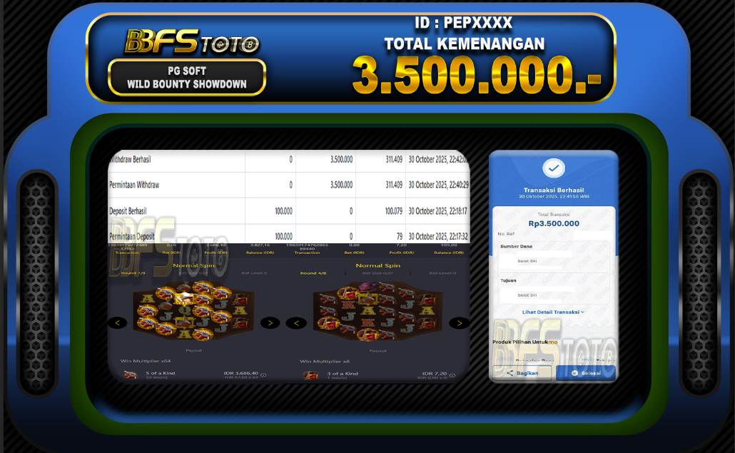 WILD BOUNTY SHOWDOWN – BUKTI JACKPOT BBFSTOTO