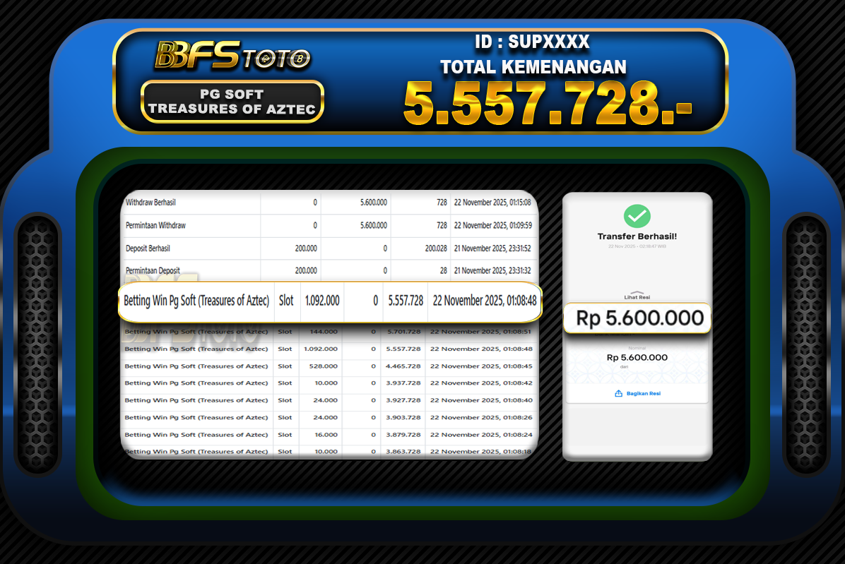 TREASURES OF AZTEC  – BUKTI JACKPOT BBFSTOTO