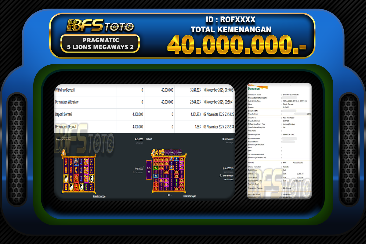 5 LIONS MEGAWAYS 2 – BUKTI JACKPOT BBFSTOTO