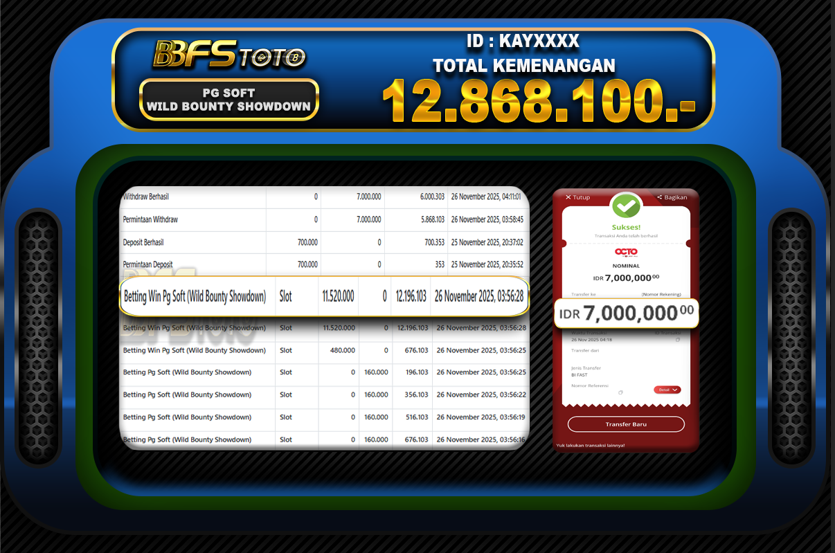 WILD BOUNTY SHOWDOWN – BUKTI JACKPOT BBFSTOTO