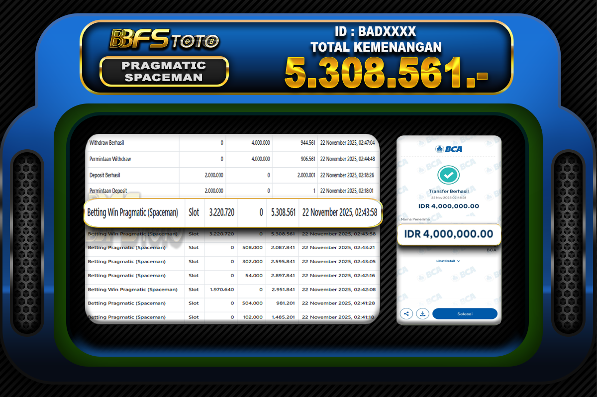 SPACEMAN – BUKTI JACKPOT BBFSTOTO