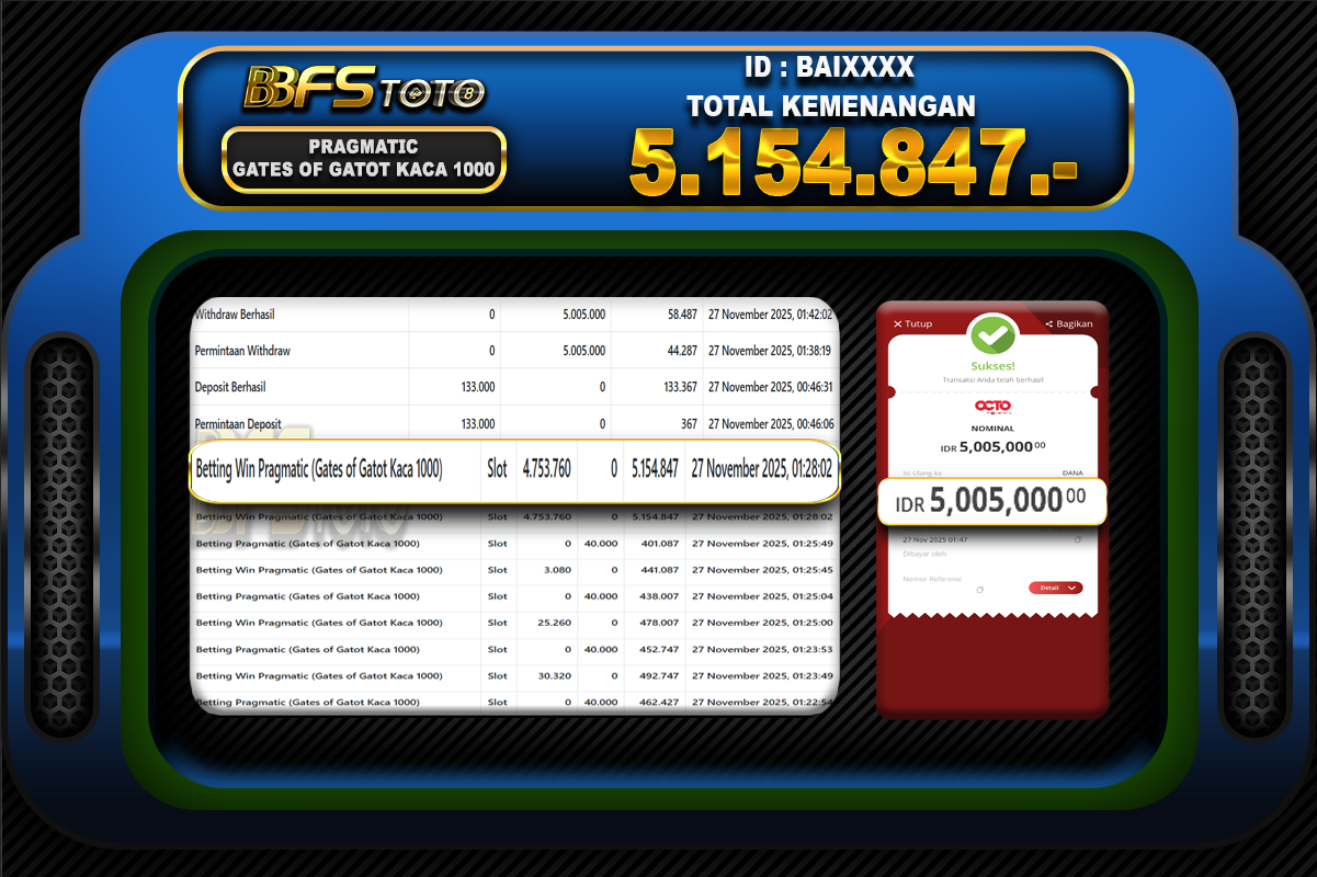 GATES OF GATOT KACA 1000 – BUKTI JACKPOT SLOT BBFSTOTO