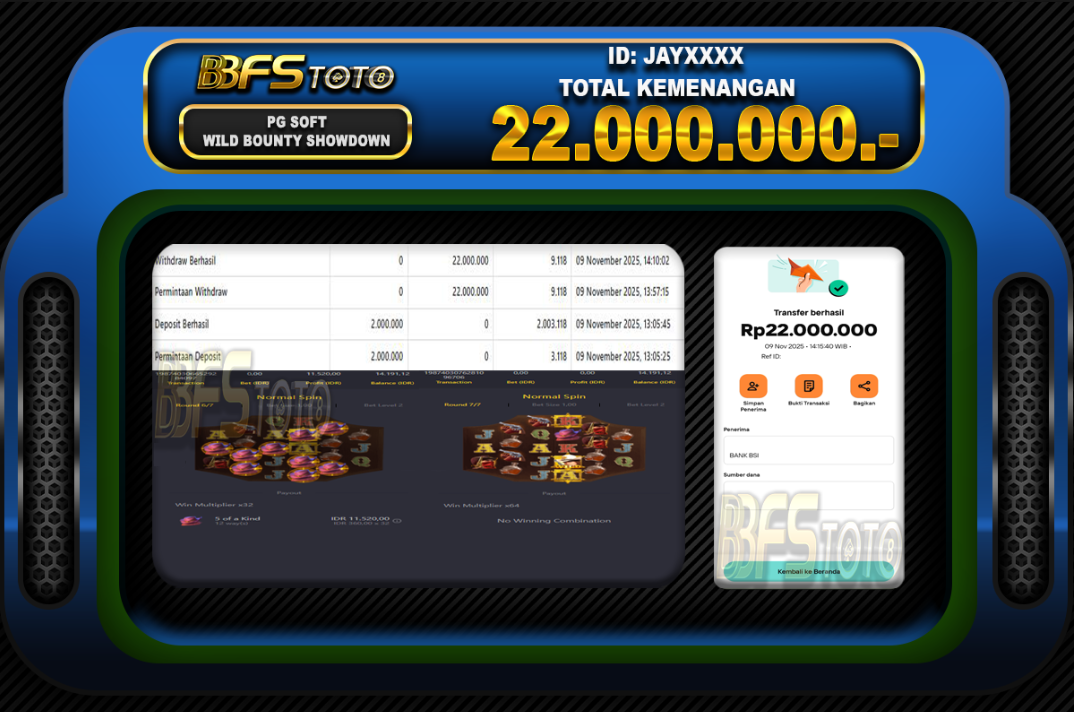 WILD BOUNTY SHOWDOWN – BUKTI JACKPOT BBFSTOTO