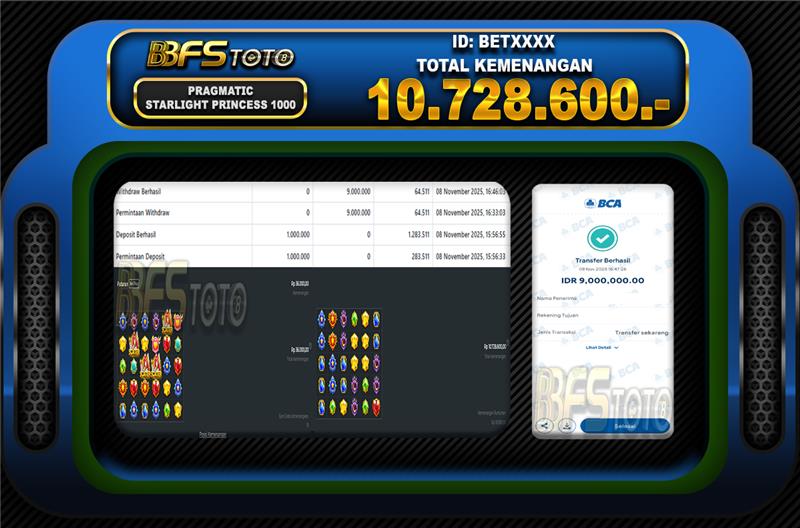 STARLIGHT PRINCESS 1000 – BUKTI JACKPOT SLOT BBFSTOTO