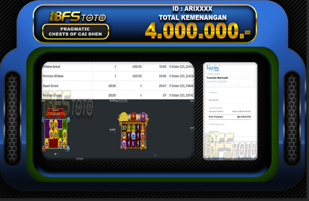 CHESTS OF CAI SHEN 2 – BUKTI JACKPOT BBFSTOTO