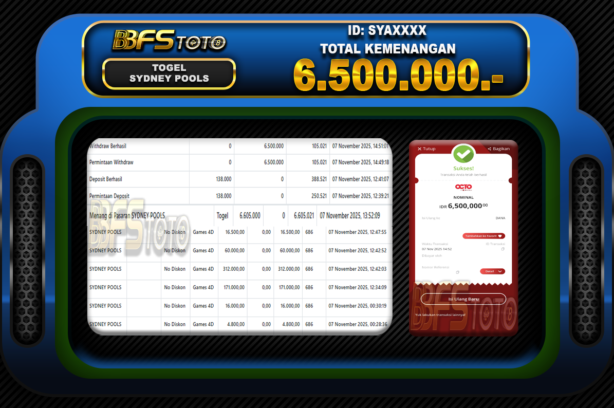 TOGEL SYDNEY POOLS – BUKTI JACKPOT BBFSTOTO