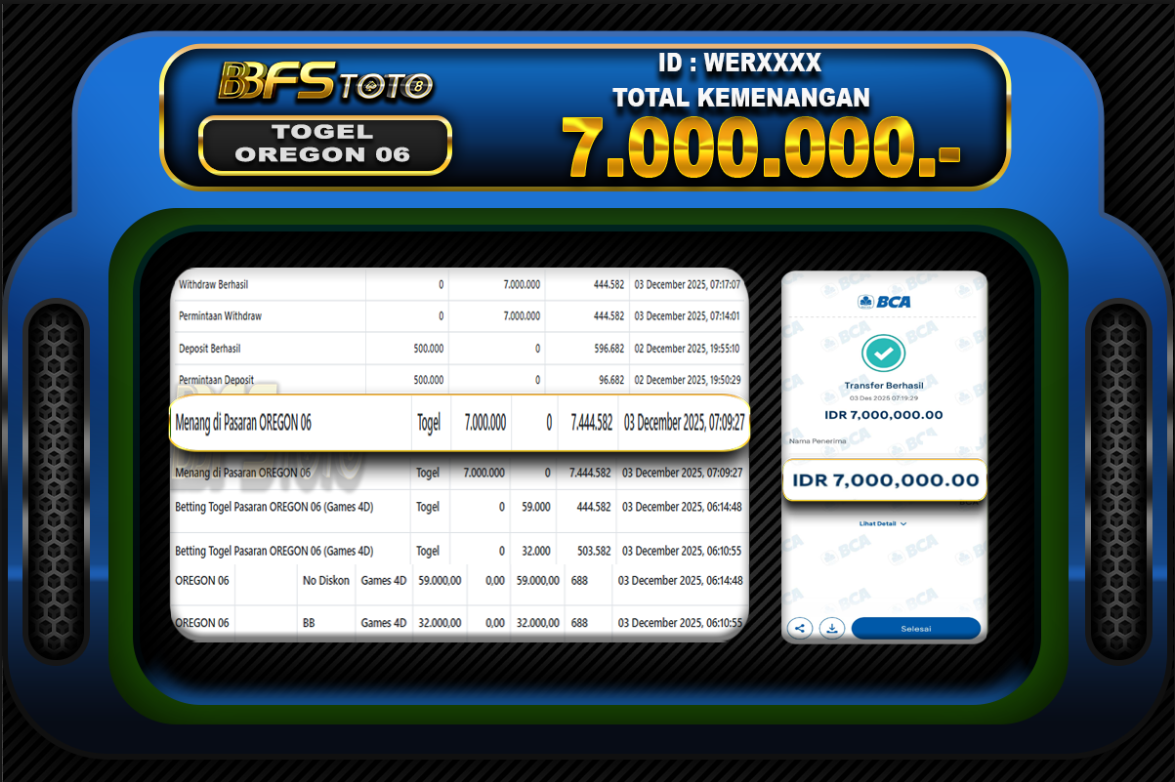 TOGEL OREGON 06 – BUKTI JACKPOT BBFSTOTO