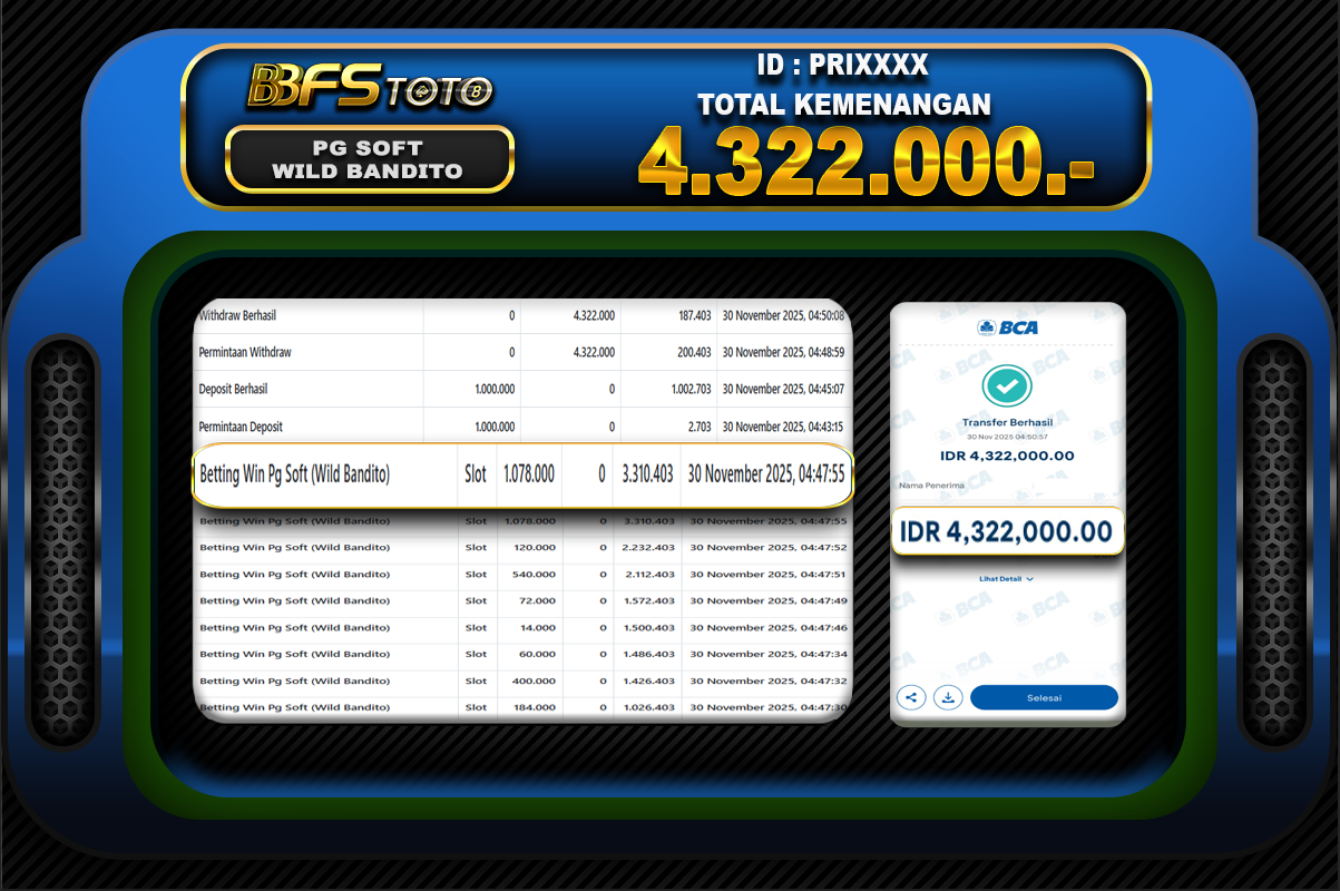 WILD BANDITO – BUKTI JACKPOT BBFSTOTO