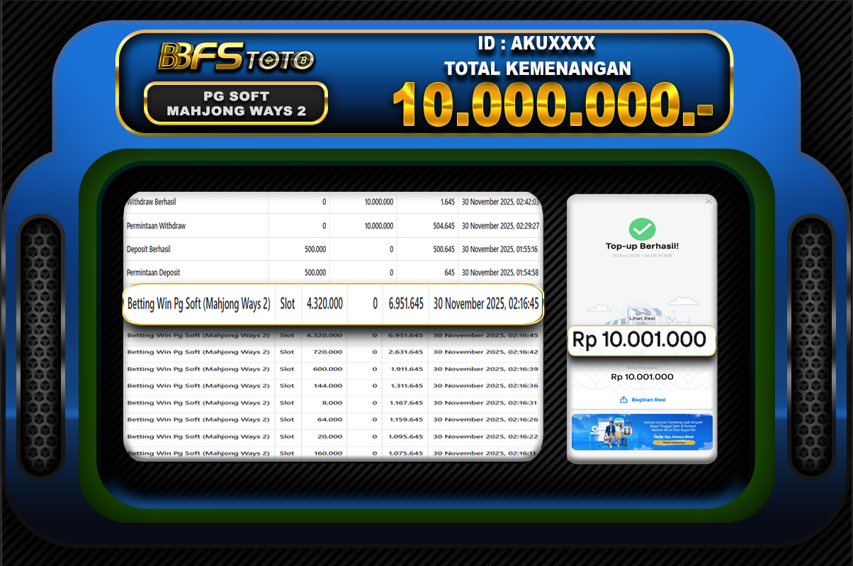 MAHJONG WAYS 2 – BUKTI JACKPOT SLOT BBFSTOTO