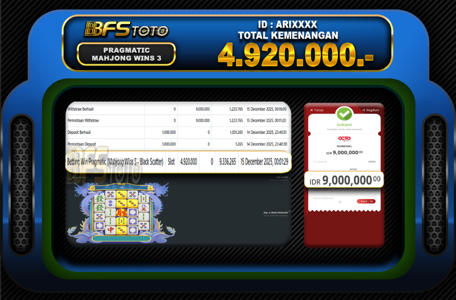 MAHJONG WINS 3 – BLACK SCATTER – BUKTI JACKPOT BBFSTOTO