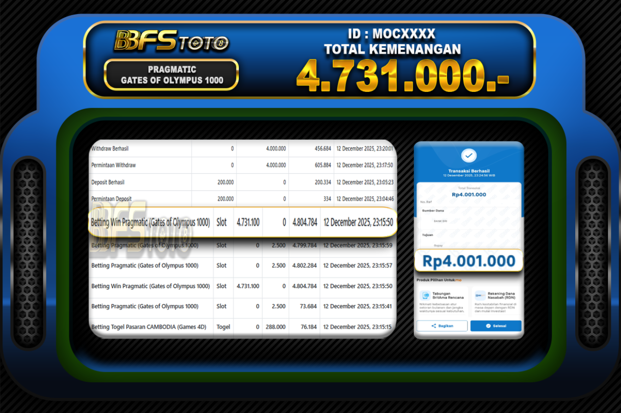 GATES OF OLYMPUS 1000 – BUKTI JACKPOT SLOT BBFSTOTO