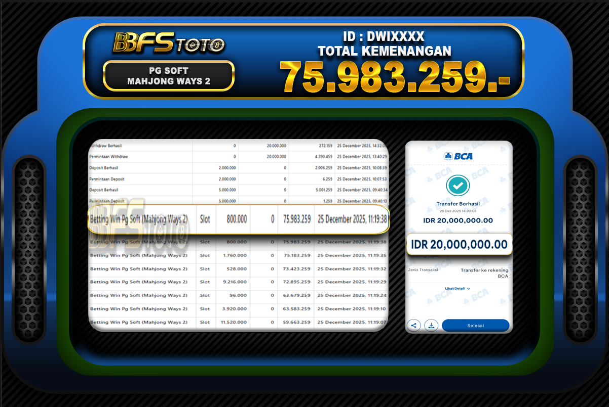 MAHJONG WAYS 2 – BUKTI JACKPOT SLOT BBFSTOTO