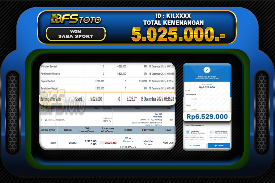 SABA SPORT – BUKTI JACKPOT SLOT BBFSTOTO
