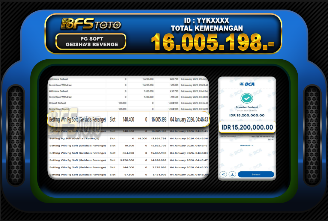 GEISHA’S REVENGE – BUKTI JACKPOT SLOT BBFSTOTO