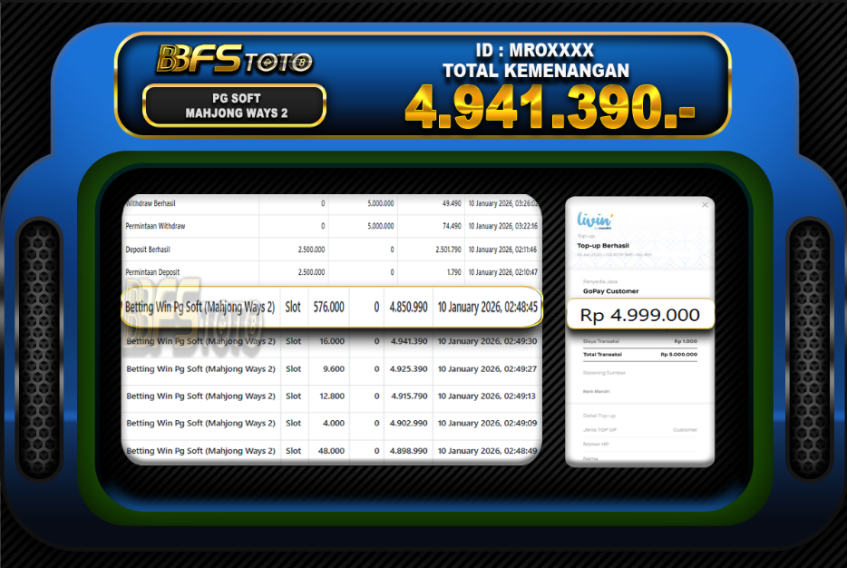 MAHJONG WAYS 2 – BUKTI JACKPOT SLOT BBFSTOTO