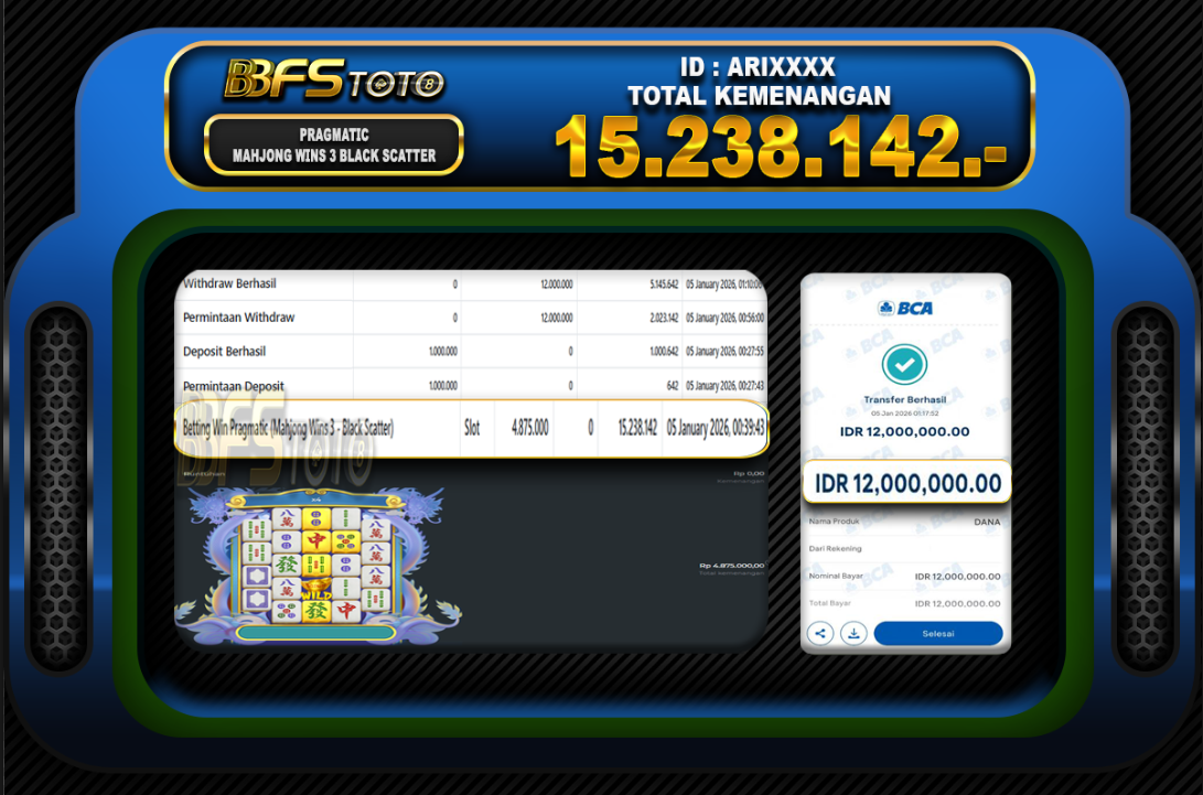 MAHJONG WINS 3 – BLACK SCATTER – BUKTI JACKPOT BBFSTOTO