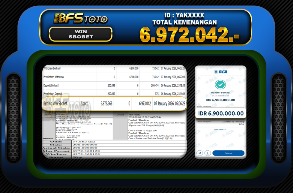 SBOBET SPORT – BUKTI JACKPOT SLOT BBFSTOTO