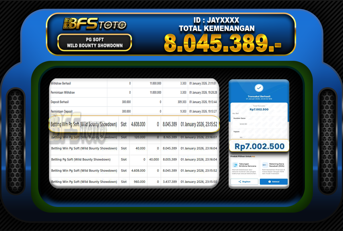 WILD BOUNTY SHOWDOWN – BUKTI JACKPOT BBFSTOTO