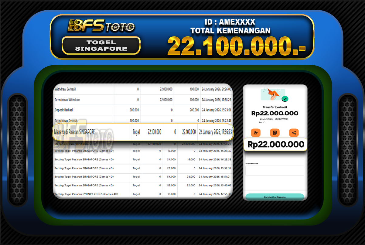 TOGEL PASARAN SINGAPORE – BUKTI JACKPOT BBFSTOTO